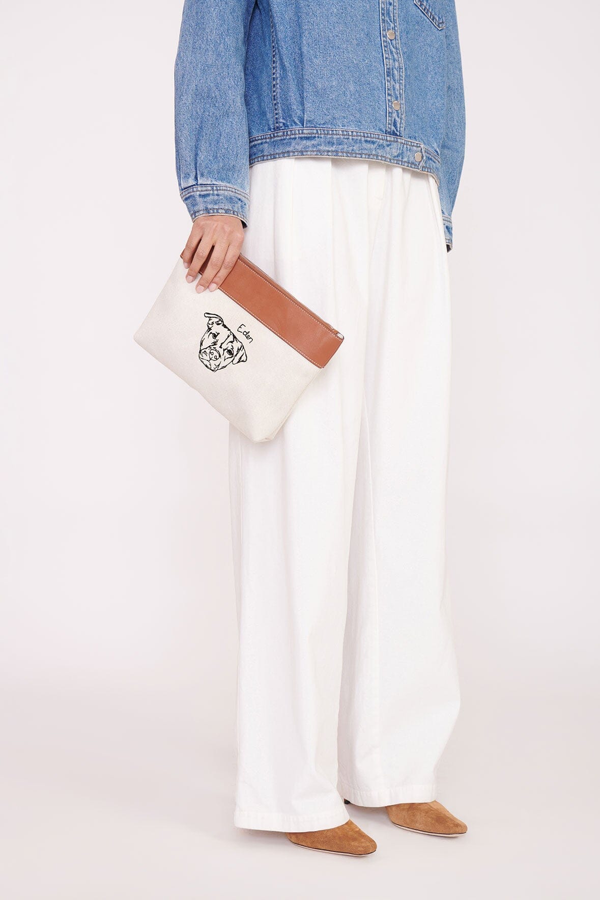 Custom STAUD x C.Bonz Duckie Zip Pouch | Cream Tan — 3