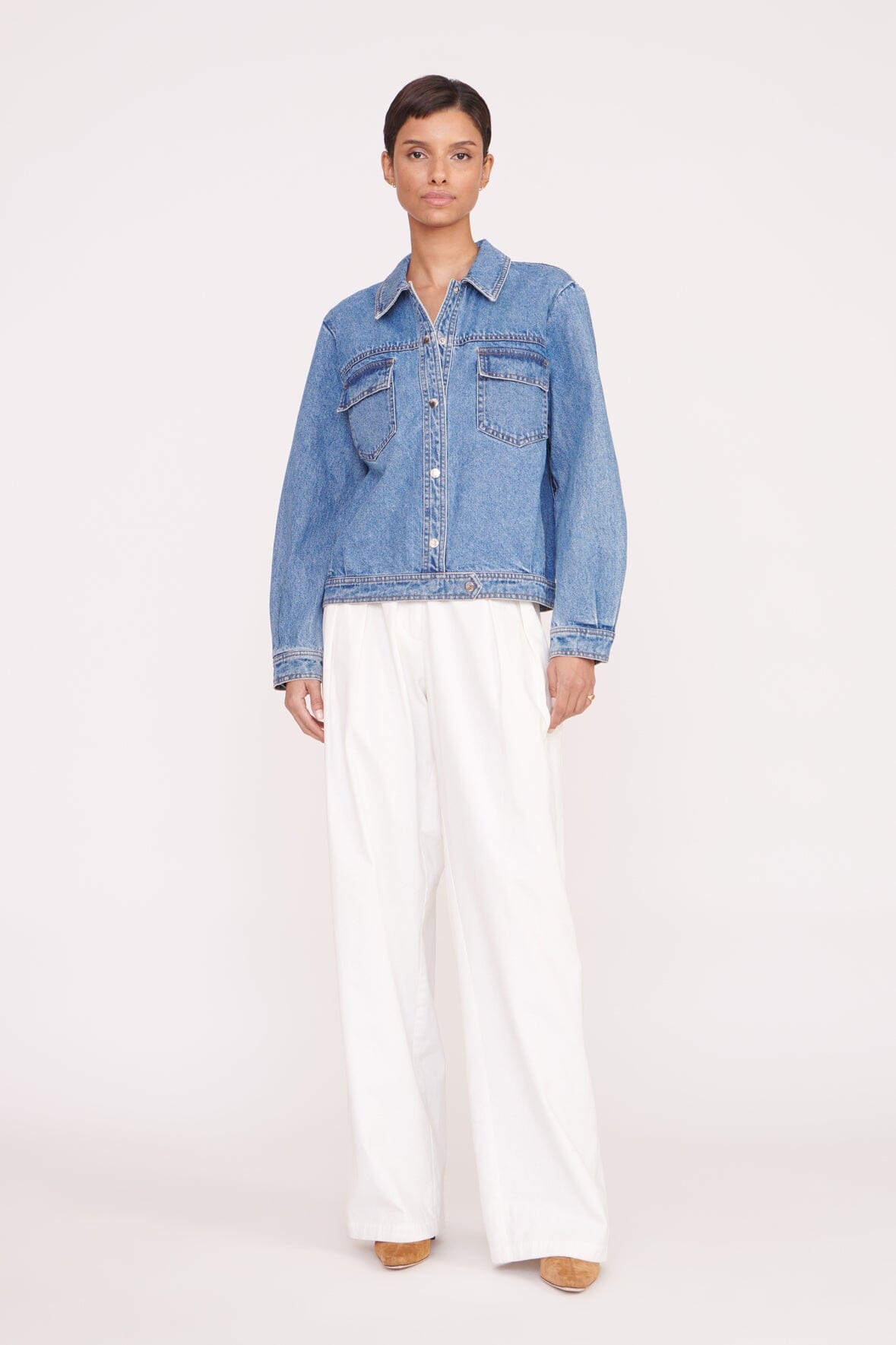 Custom STAUD x C.Bonz Oversized Ryan Denim Jacket | Medium Wash — 4