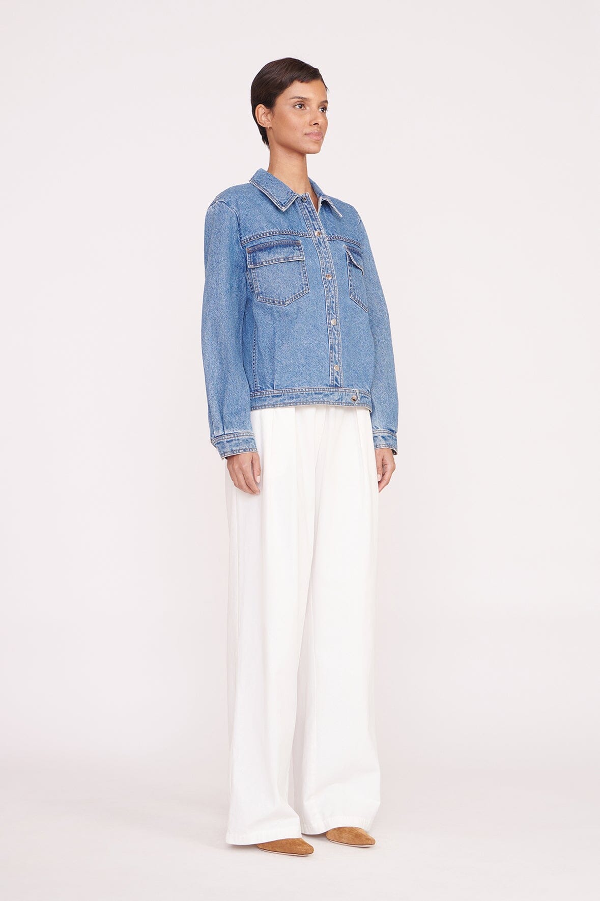 Custom STAUD x C.Bonz Oversized Ryan Denim Jacket | Medium Wash — 6