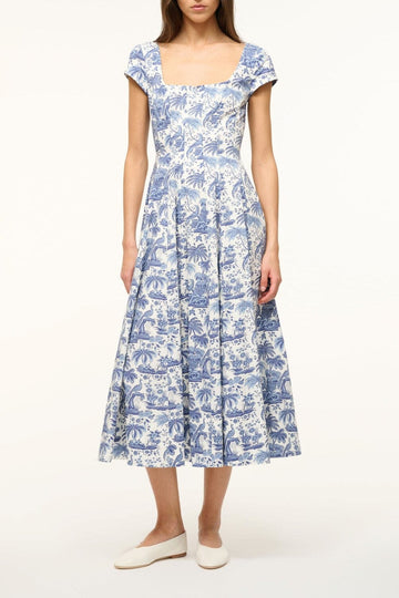 Short Sleeve Wells Dress | Blue Toile — 1