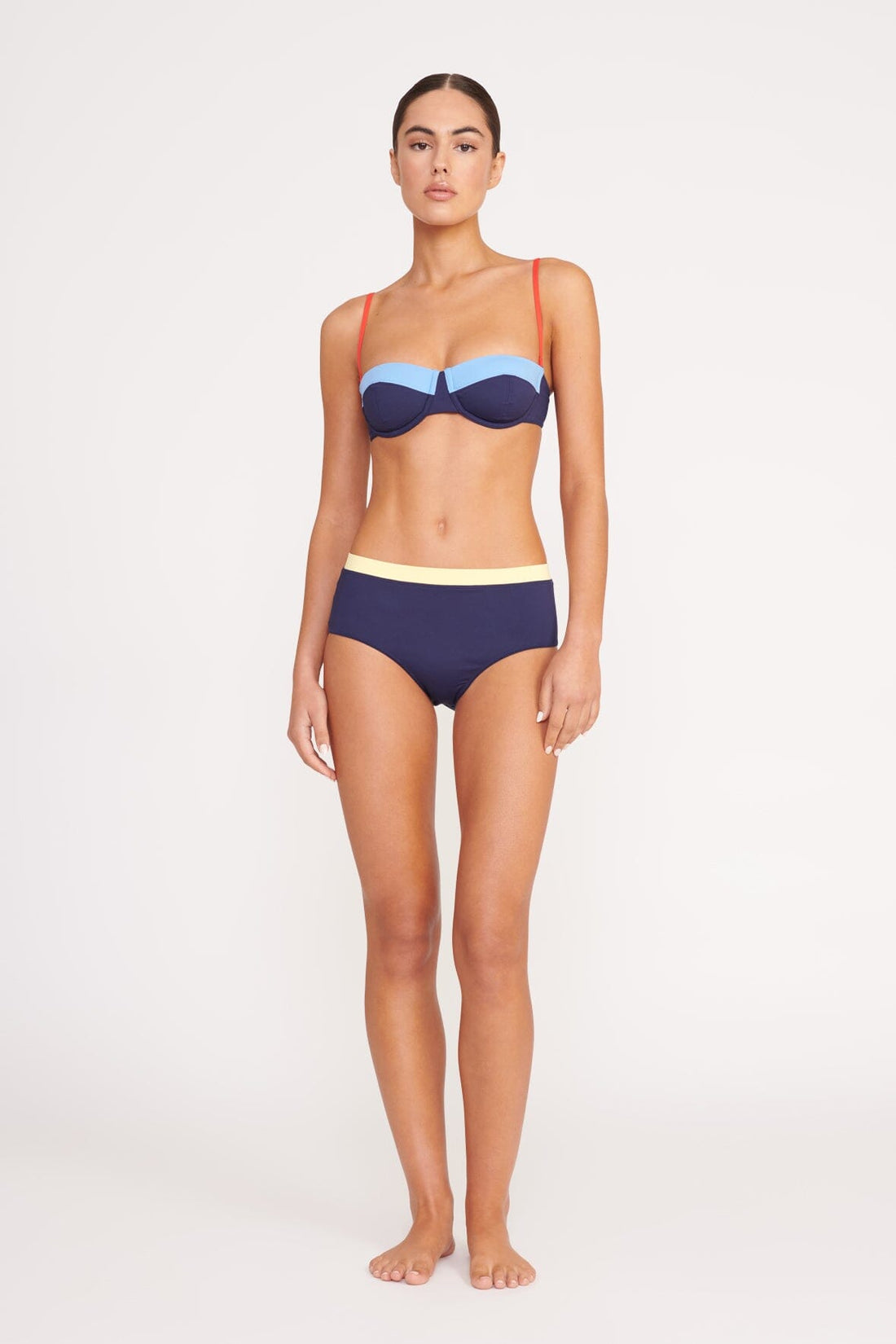 Devon High Rise Bikini Bottom | Navy Colorblock — 1