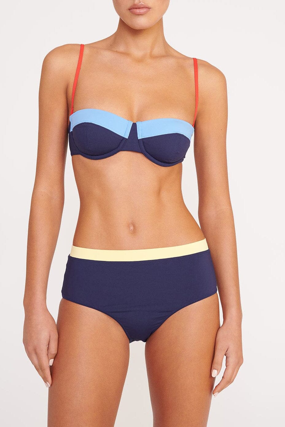 Devon High Rise Bikini Bottom | Navy Colorblock — 1