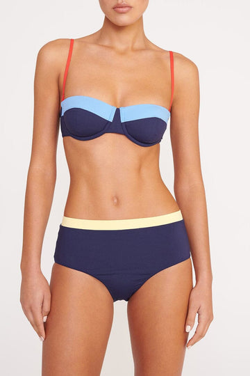 Devon High Rise Bikini Bottom | Navy Colorblock — 1