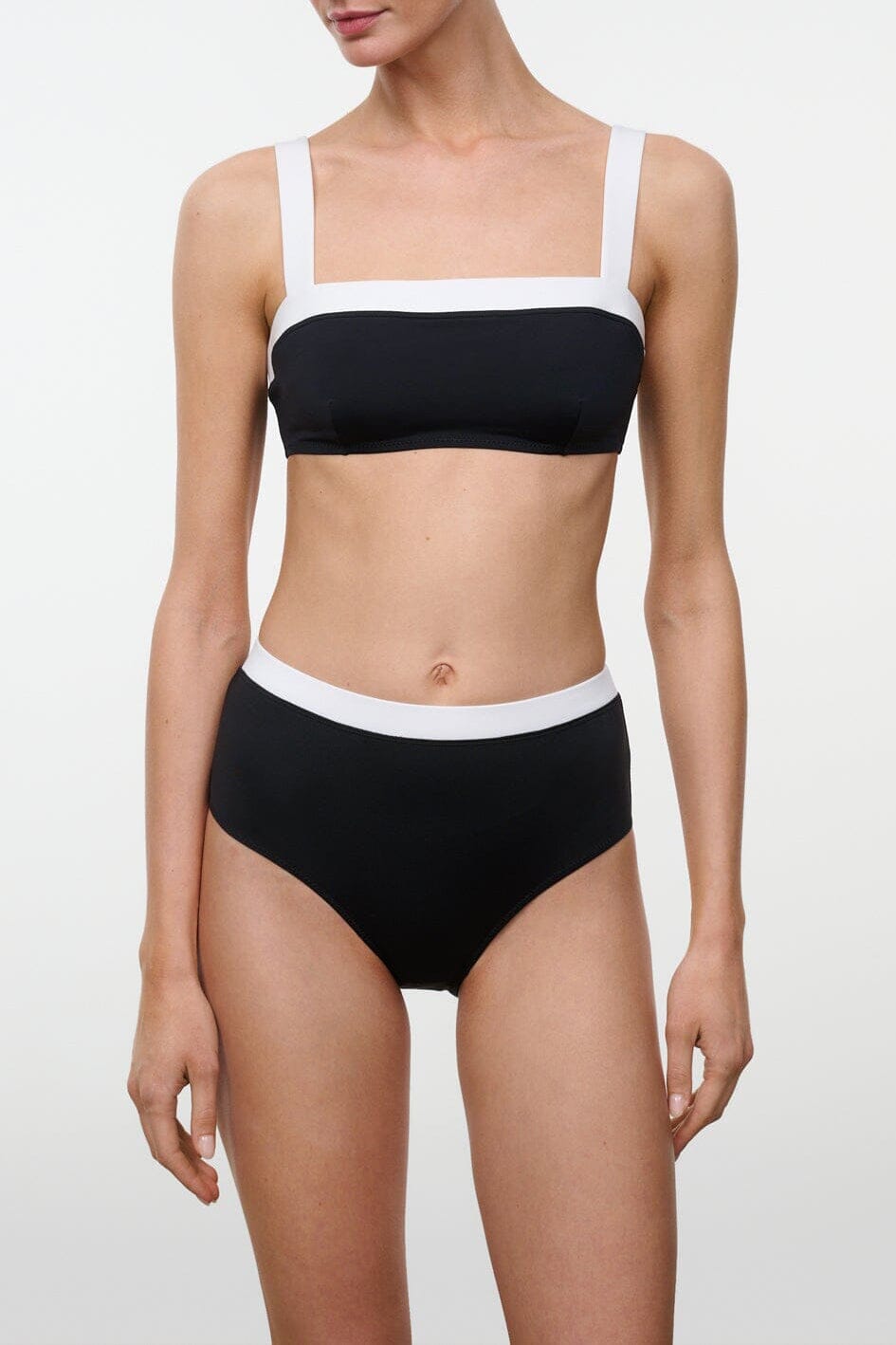 Devon High Rise Bikini Bottom | Black White — 1