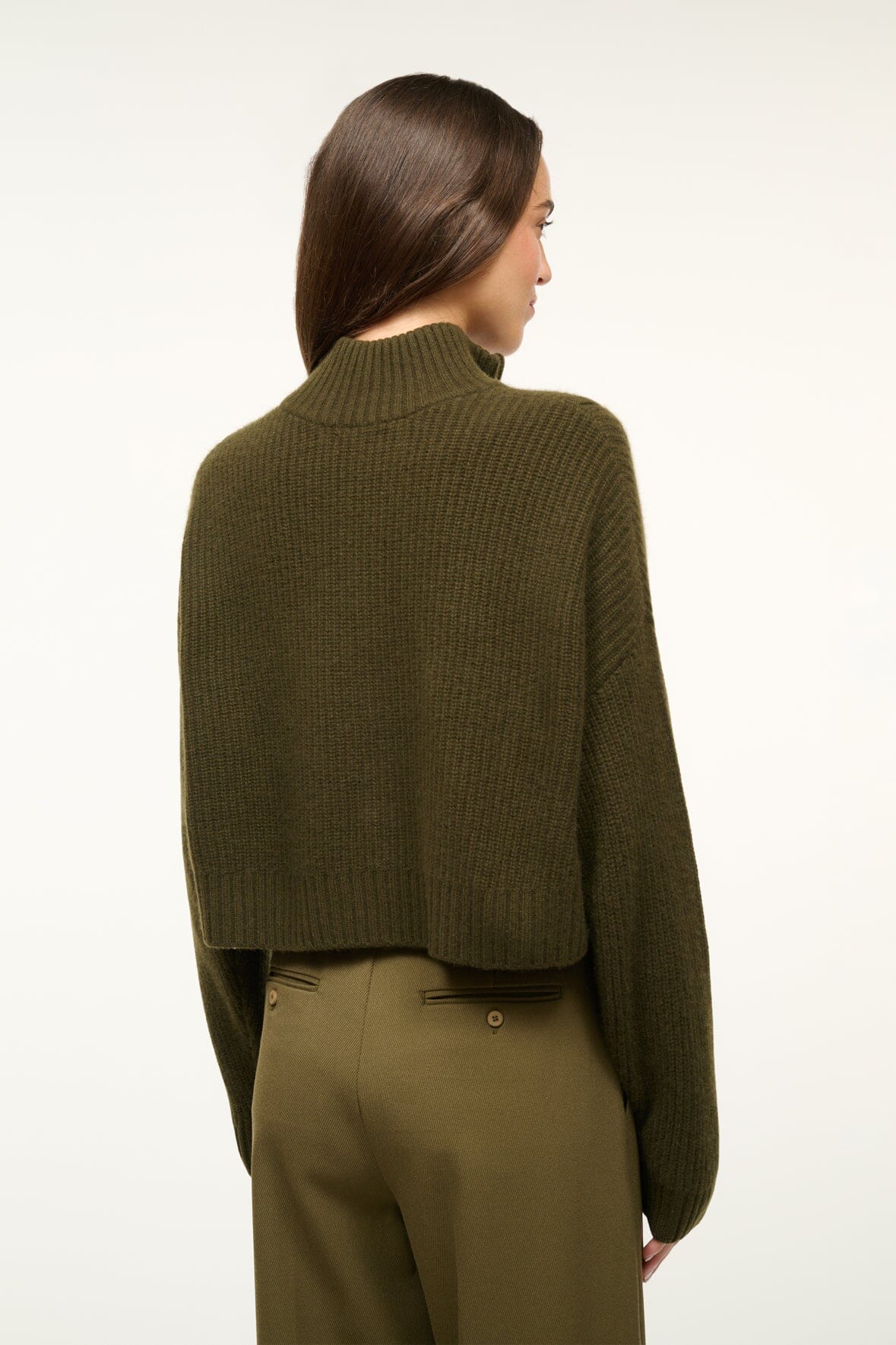 Cashmere Cropped Hampton Sweater | Olive — 3