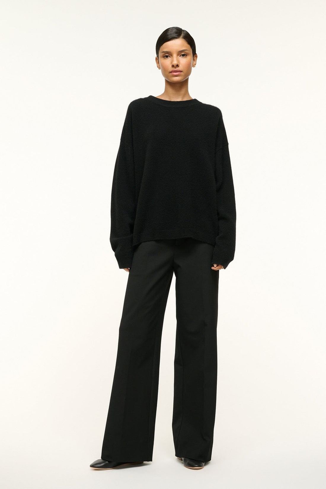 Serrano Cashmere Relaxed Crew | Black — 1