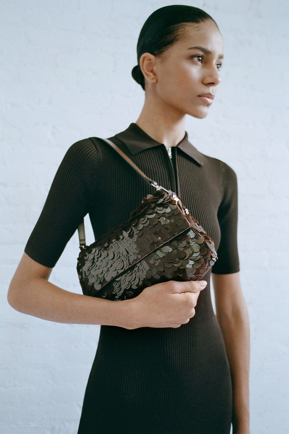 Timmy Shoulder Bag | Cacao Sequins — 3