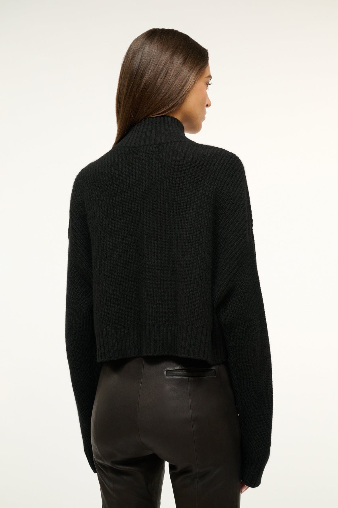 Cashmere Cropped Hampton Sweater | Black — 3