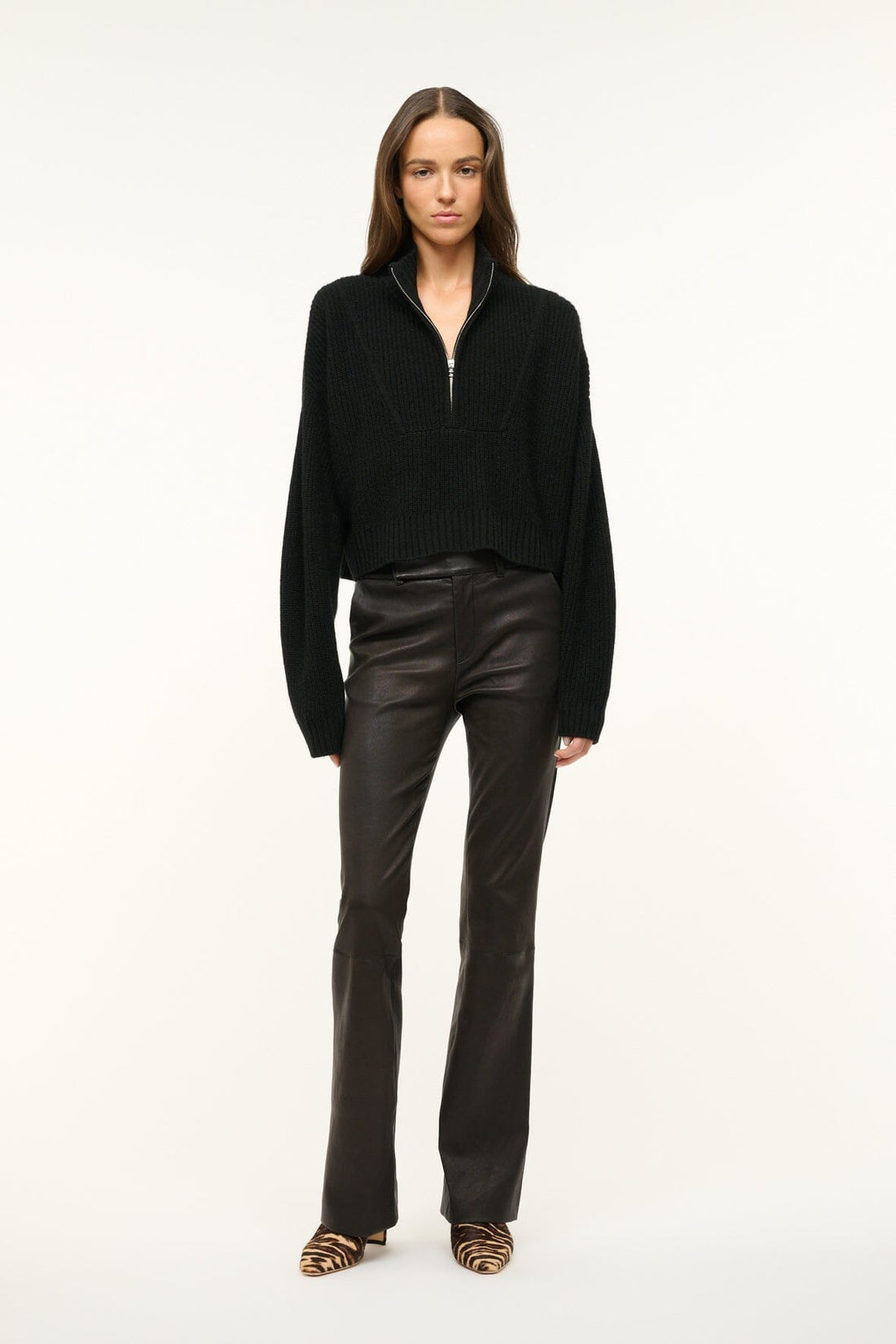 Cashmere Cropped Hampton Sweater | Black — 1