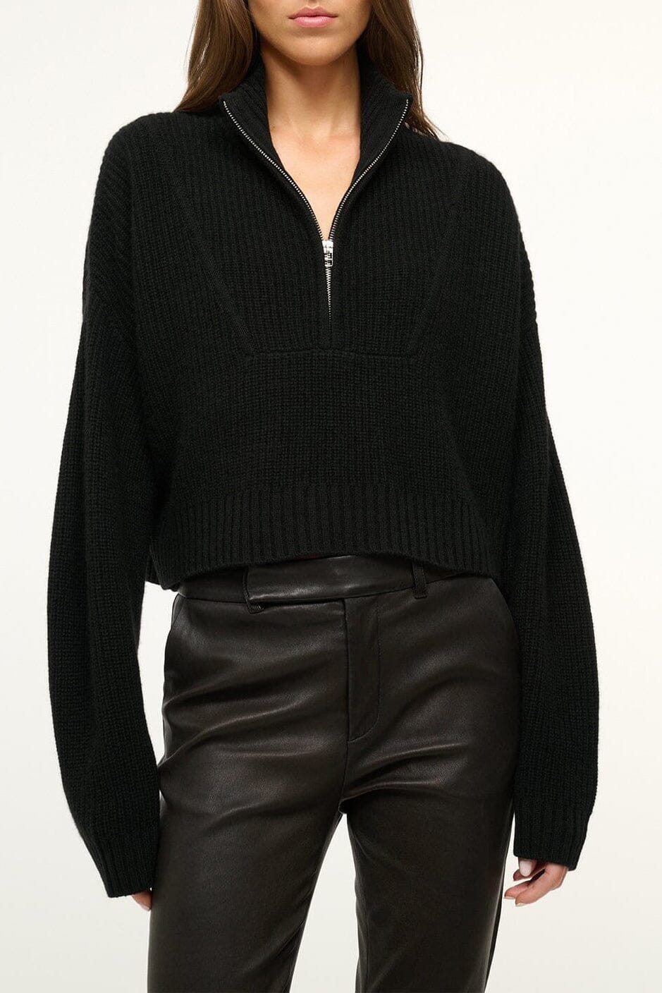 Cashmere Cropped Hampton Sweater | Black — 1