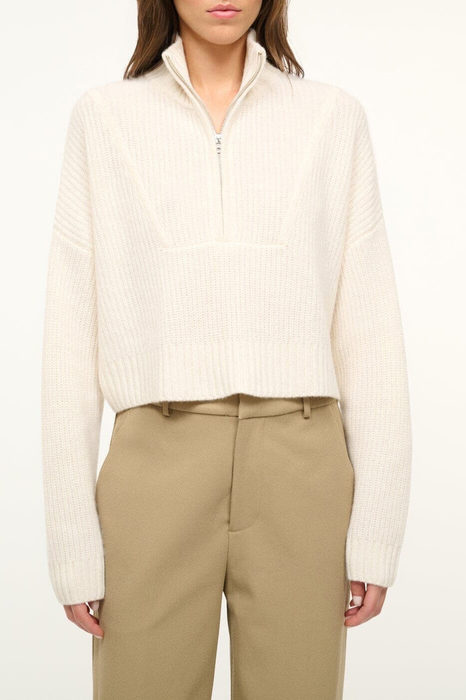 Cashmere Cropped Hampton Sweater | Ivory — 1