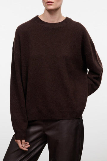 Serrano Cashmere Relaxed Crew | Dark Chocolate — 1