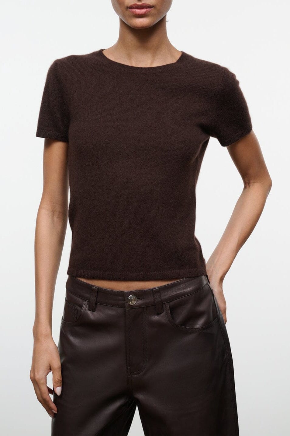 Easy Cashmere Tee | Dark Chocolate — 1