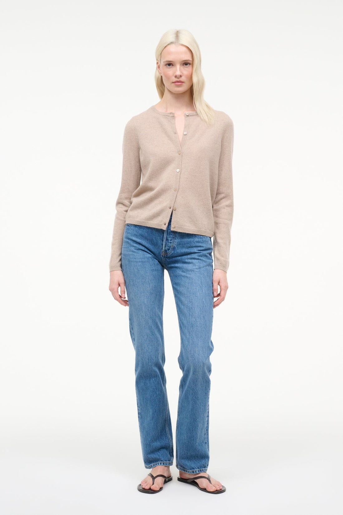 Midnight Cashmere Cardigan | Stone — 1