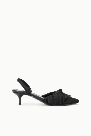 Alba Ballet Slingback | Black Satin — 1