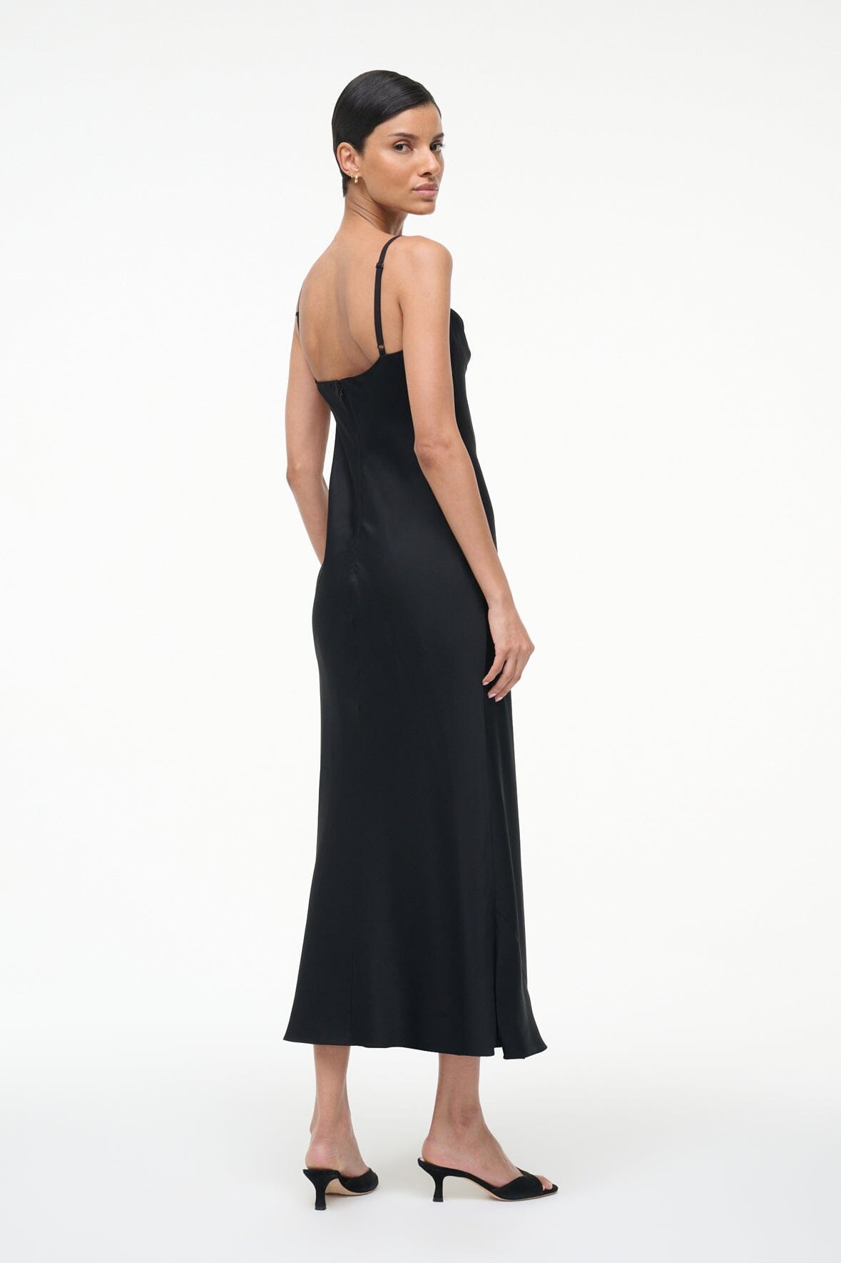 Evangeline Silk Midi Dress | Black — 5