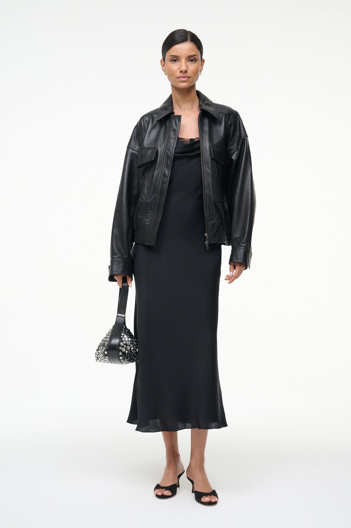 Evangeline Silk Midi Dress | Black — 7