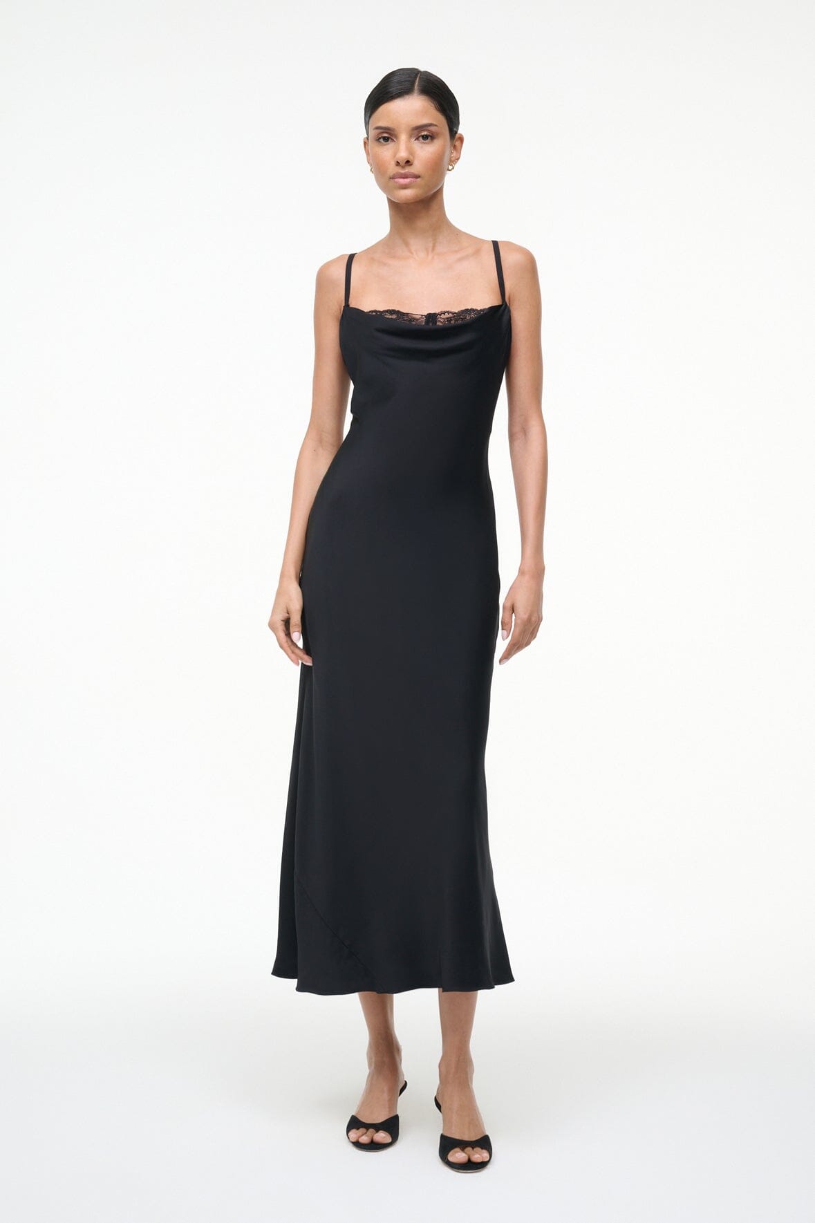 Evangeline Silk Midi Dress | Black — 3