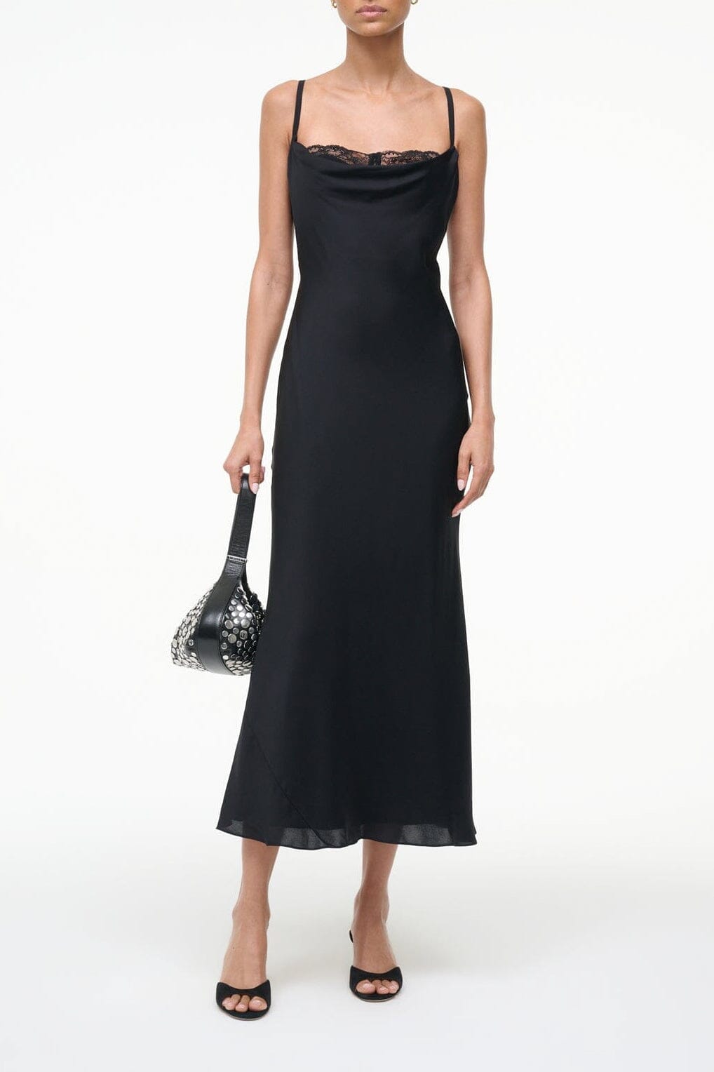Evangeline Silk Midi Dress | Black — 1
