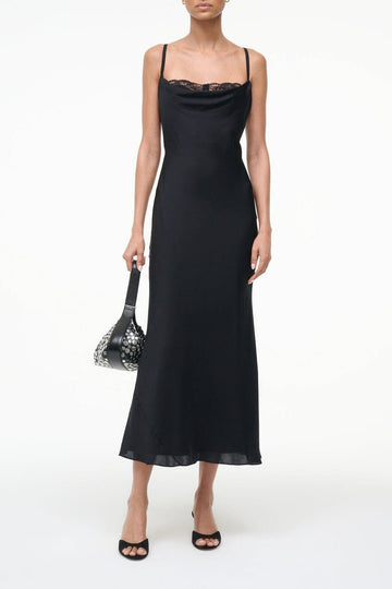 Evangeline Silk Midi Dress | Black — 1