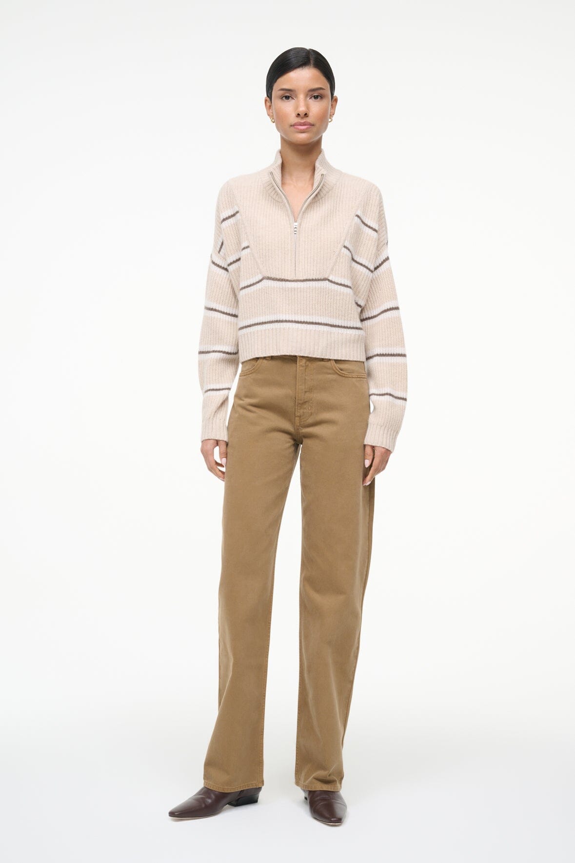 Cashmere Cropped Hampton Sweater | Whisper Stripe — 5