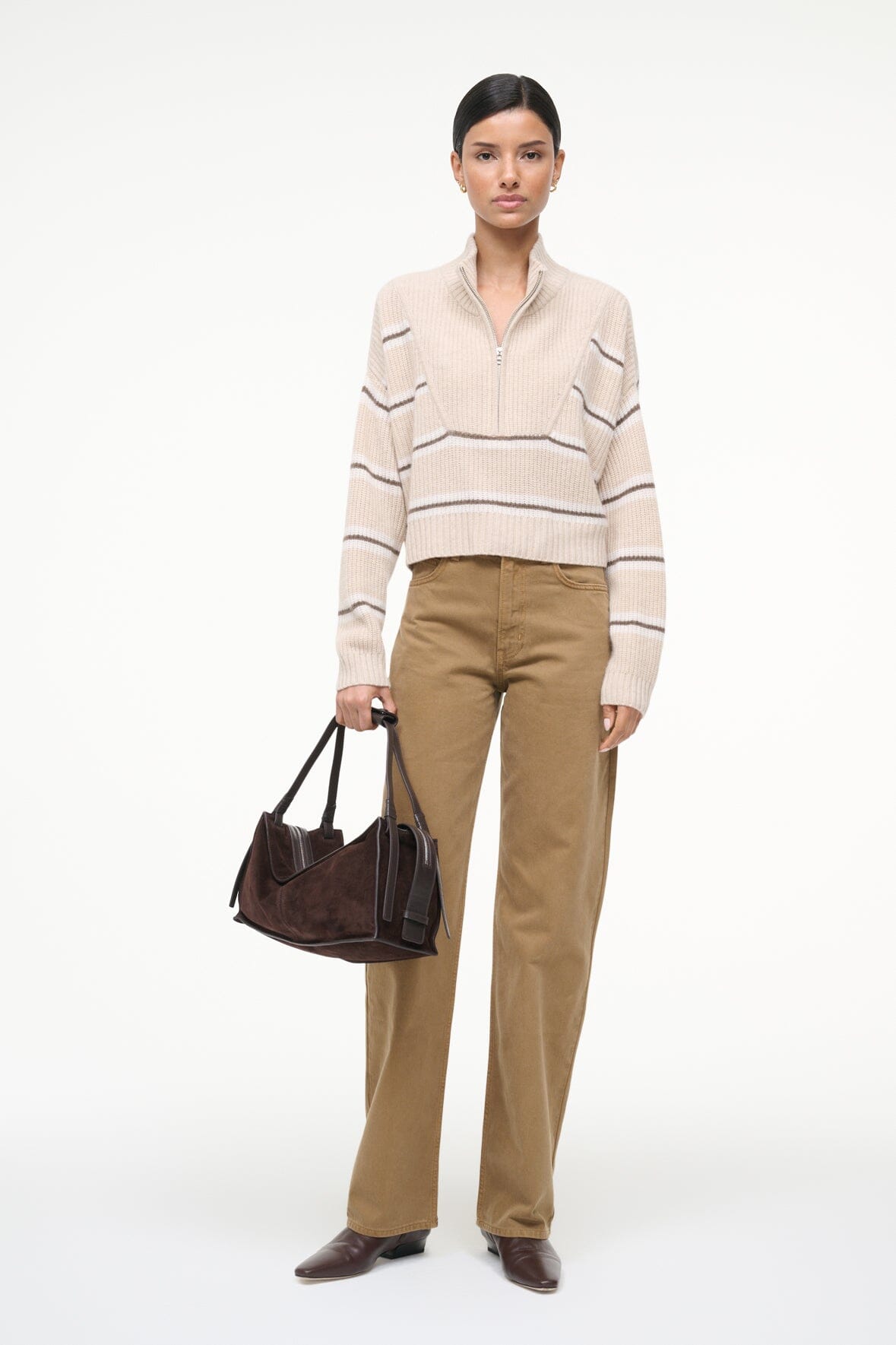 Cashmere Cropped Hampton Sweater | Whisper Stripe — 2