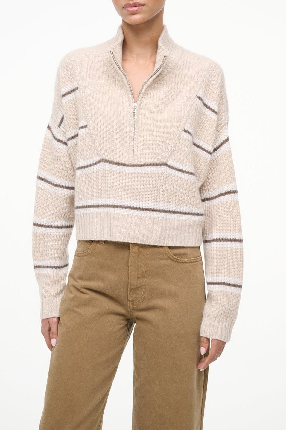 Cashmere Cropped Hampton Sweater | Whisper Stripe — 1