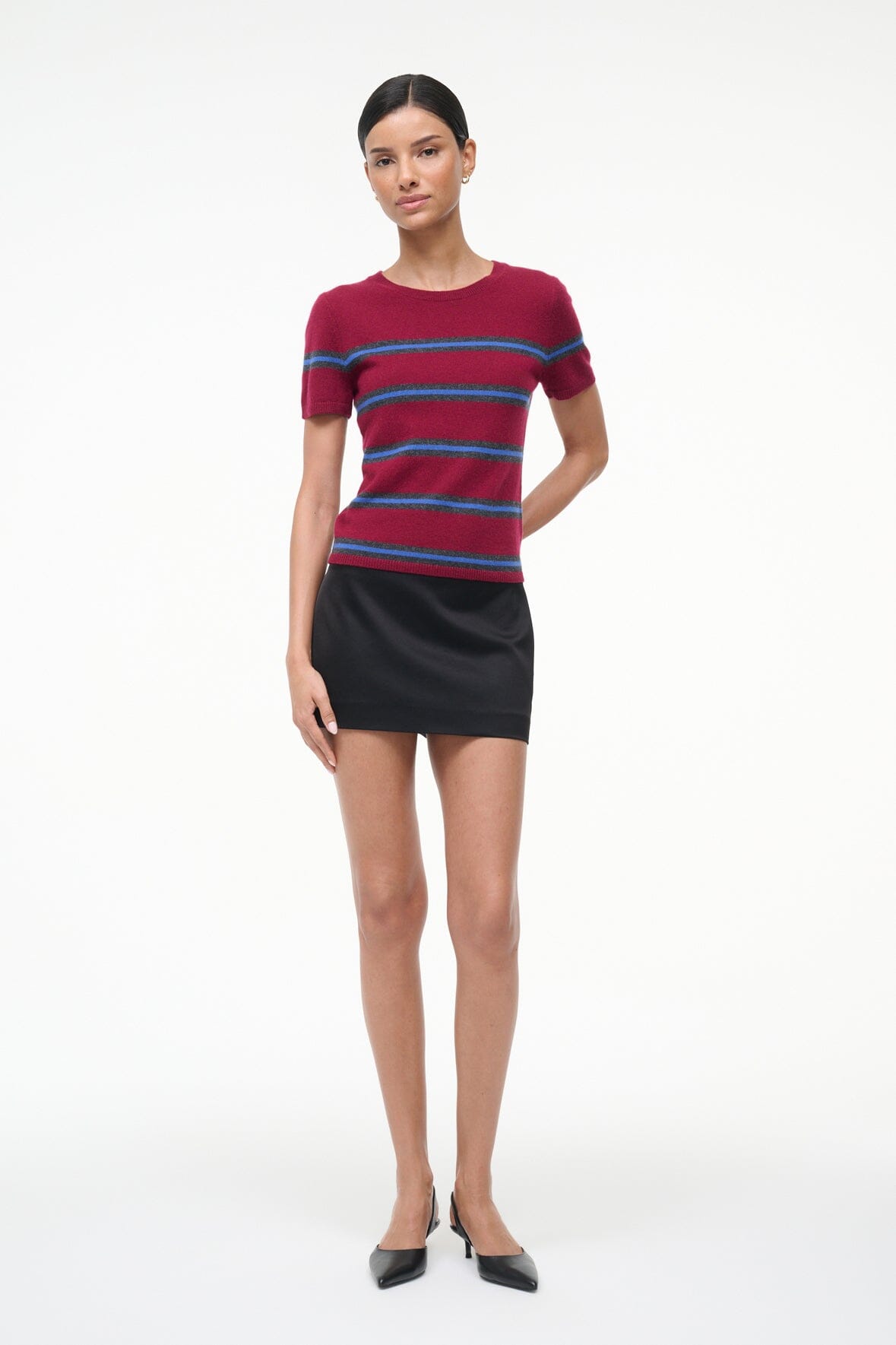 Easy Cashmere Tee | Crimson Stripe — 4