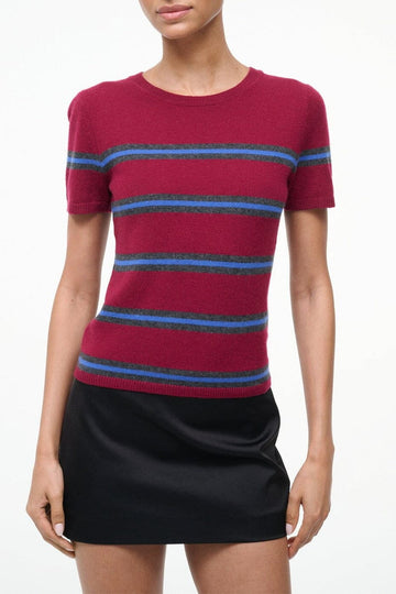 Easy Cashmere Tee | Crimson Stripe — 1