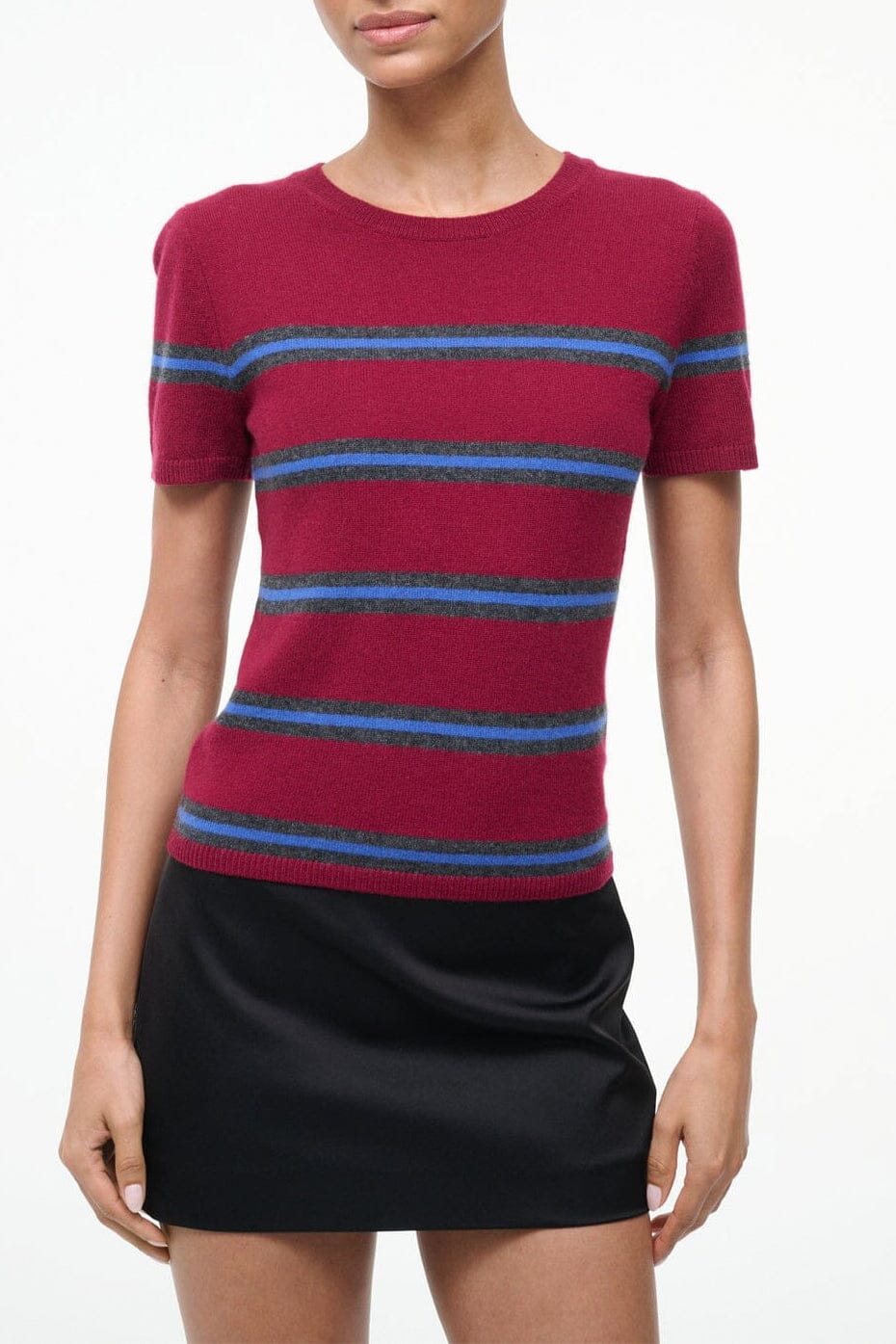 Easy Cashmere Tee | Crimson Stripe — 1