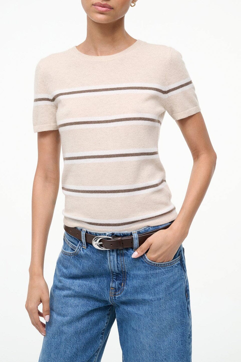 Easy Cashmere Tee | Whisper Stripe — 1