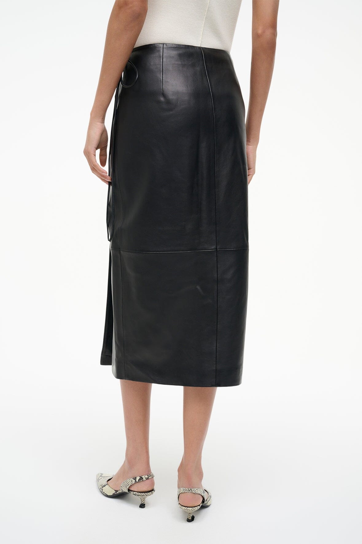 Roman Leather Wrap Skirt | Black — 5