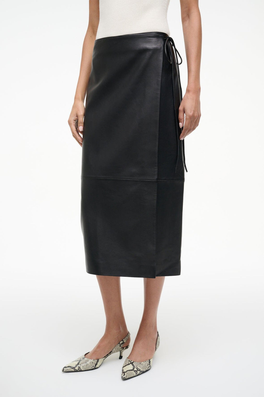 Roman Leather Wrap Skirt | Black — 1
