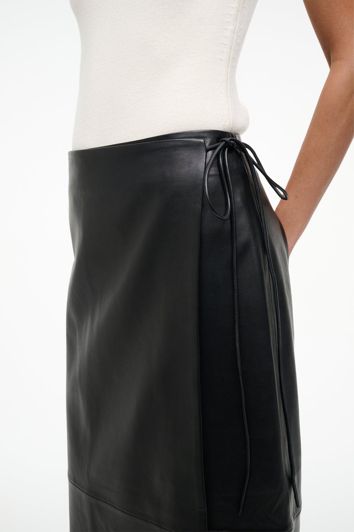 Roman Leather Wrap Skirt | Black — 6