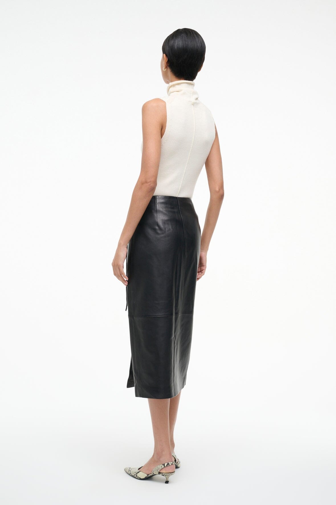 Roman Leather Wrap Skirt | Black — 4
