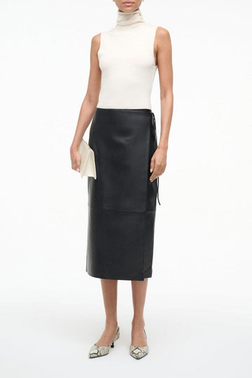 Roman Leather Wrap Skirt | Black — 1