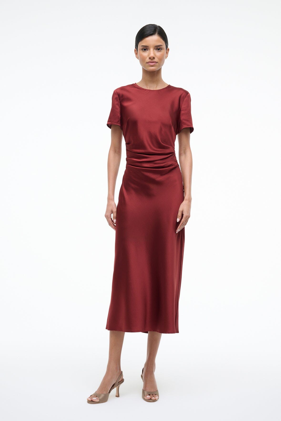 Marcel Silk Dress | Sangria — 5