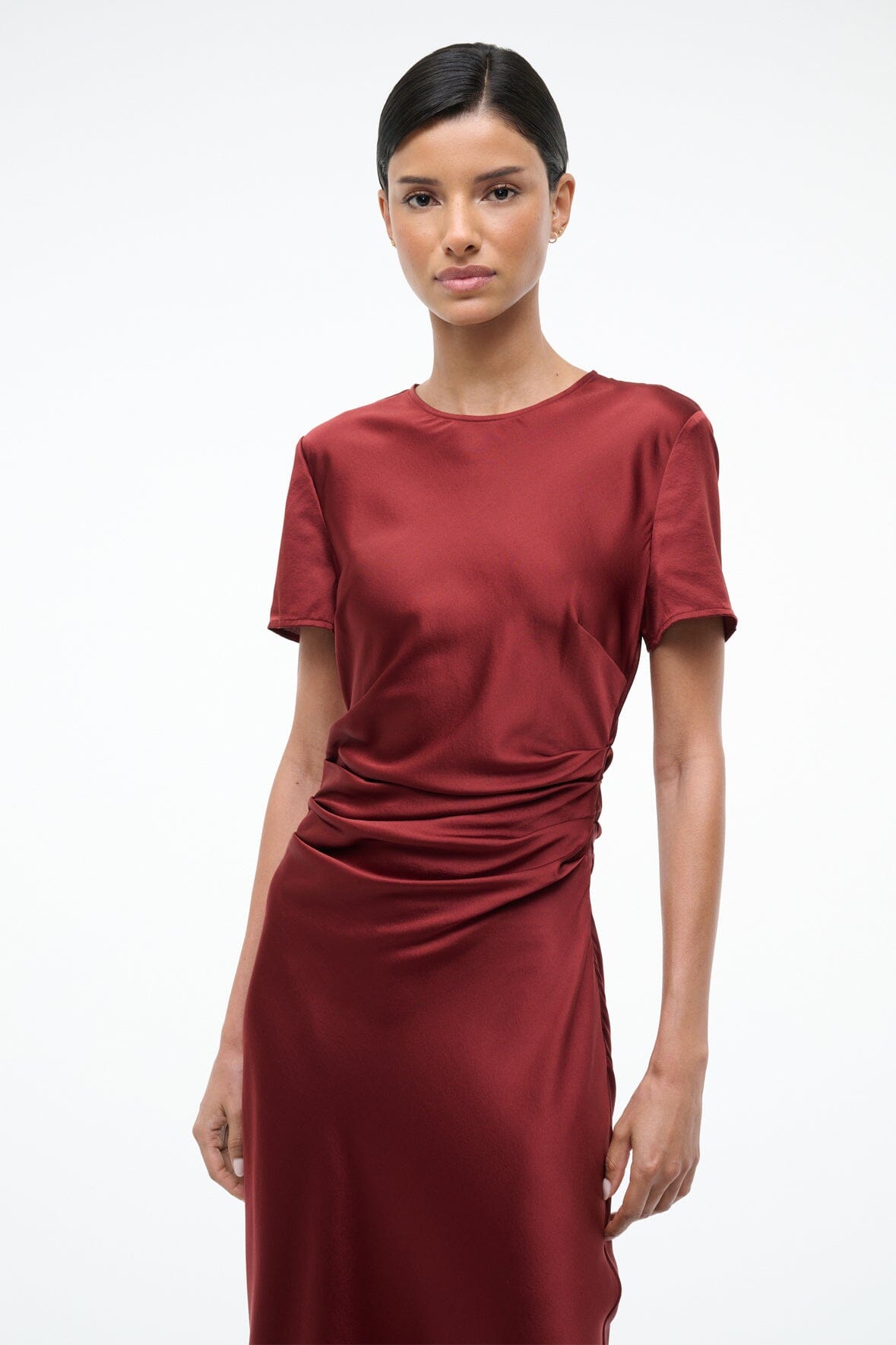 Marcel Silk Dress | Sangria — 4