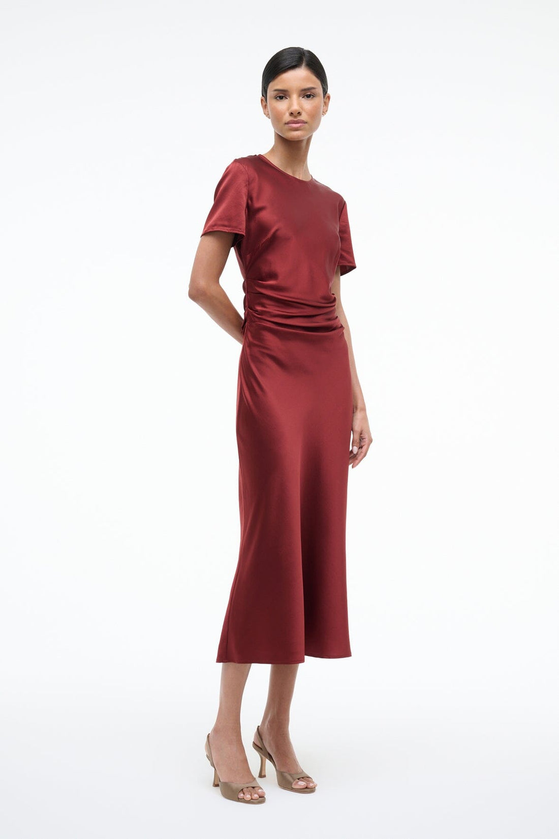 Marcel Silk Dress | Sangria — 1