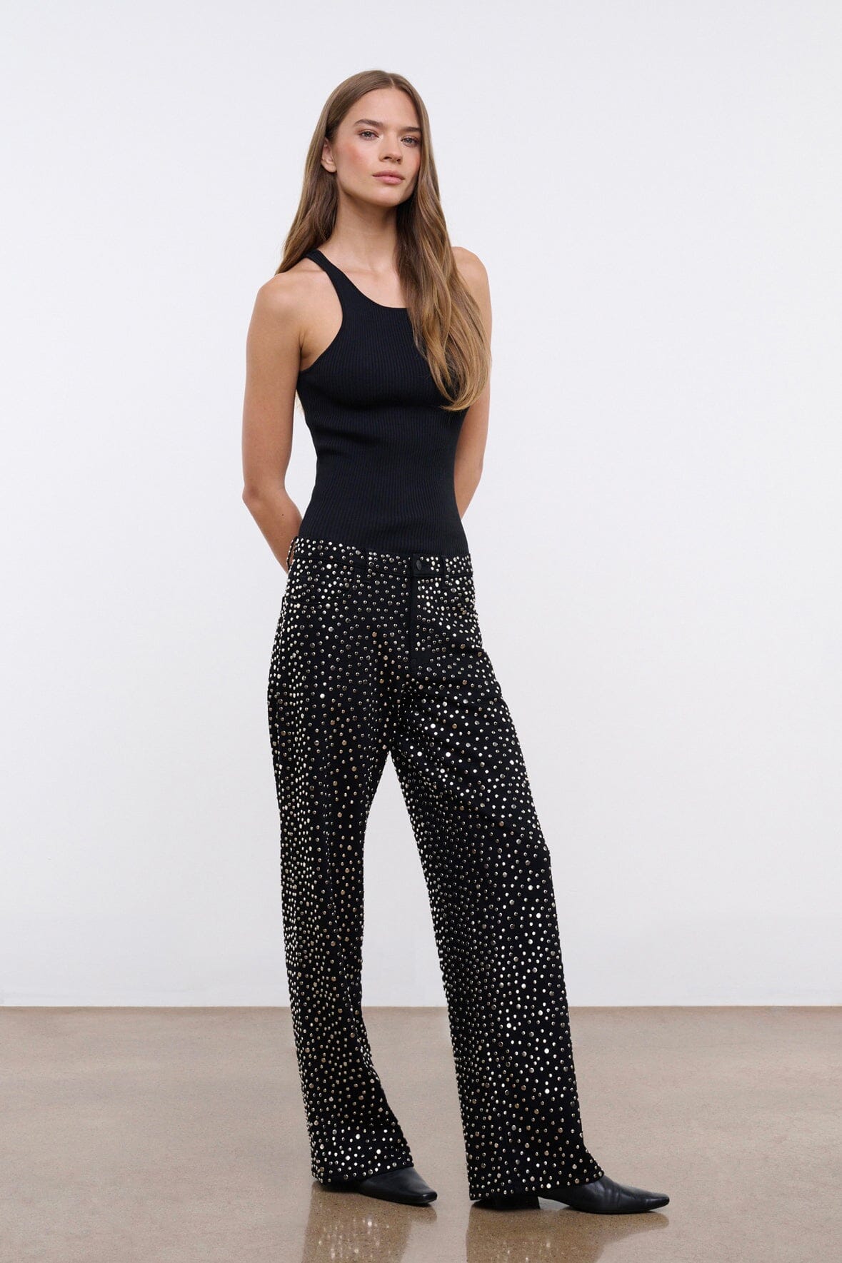 Gus Studded Relaxed Jean | Black — 2