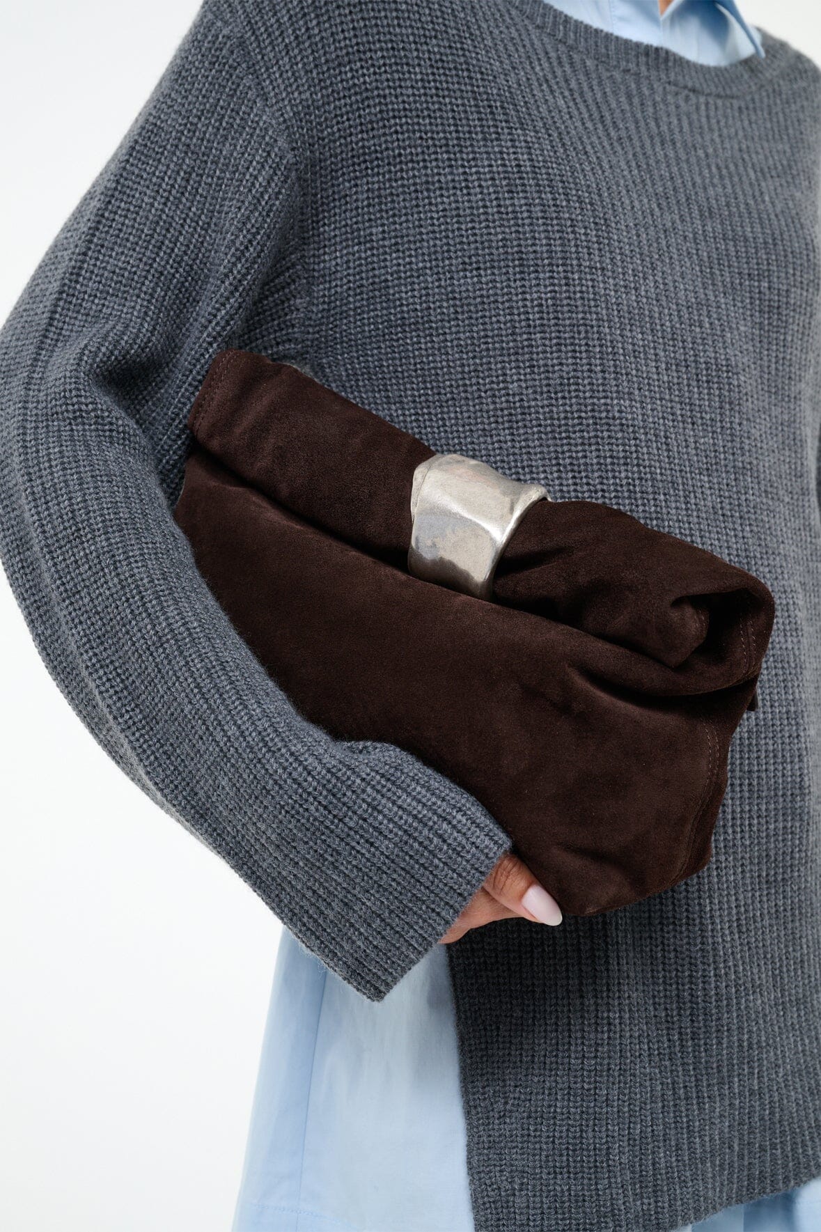Cuff Clutch | Espresso Suede — 4