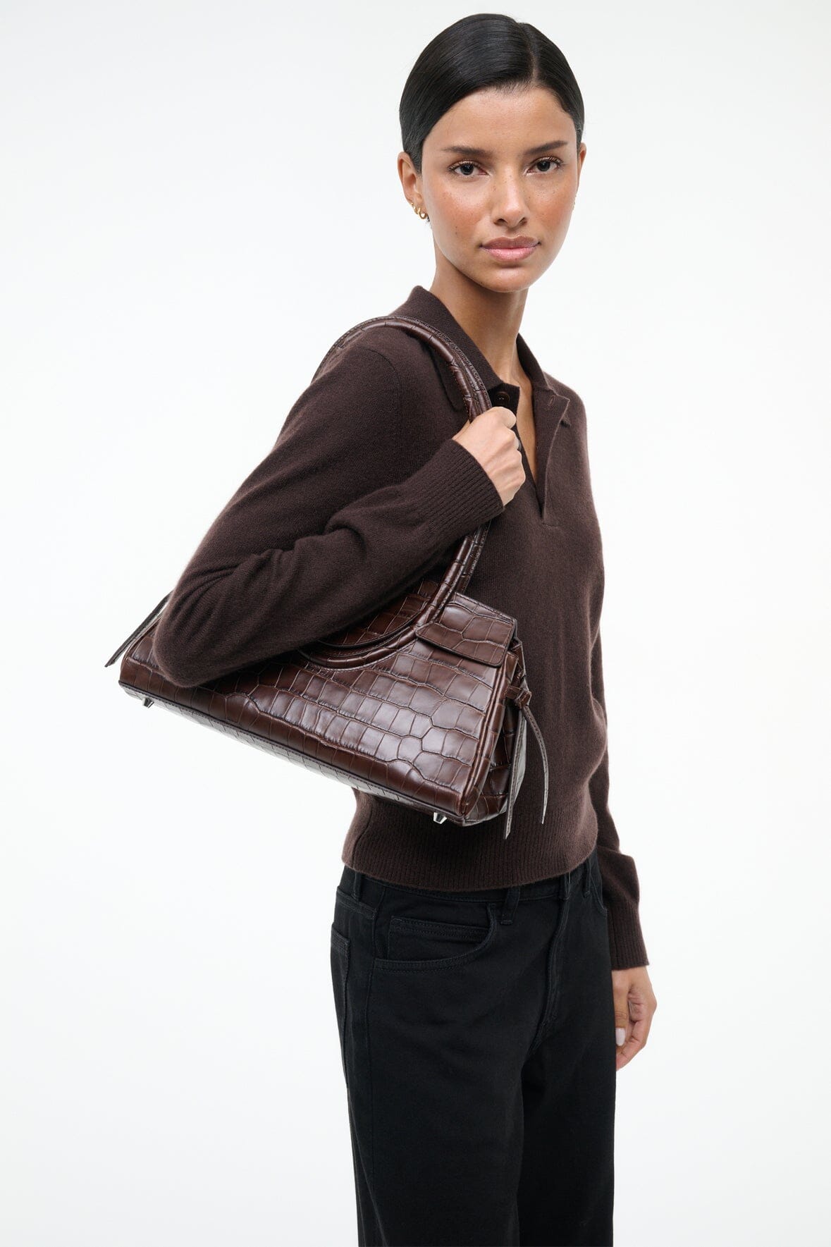 Maude Shoulder Bag | Espresso Croco — 2