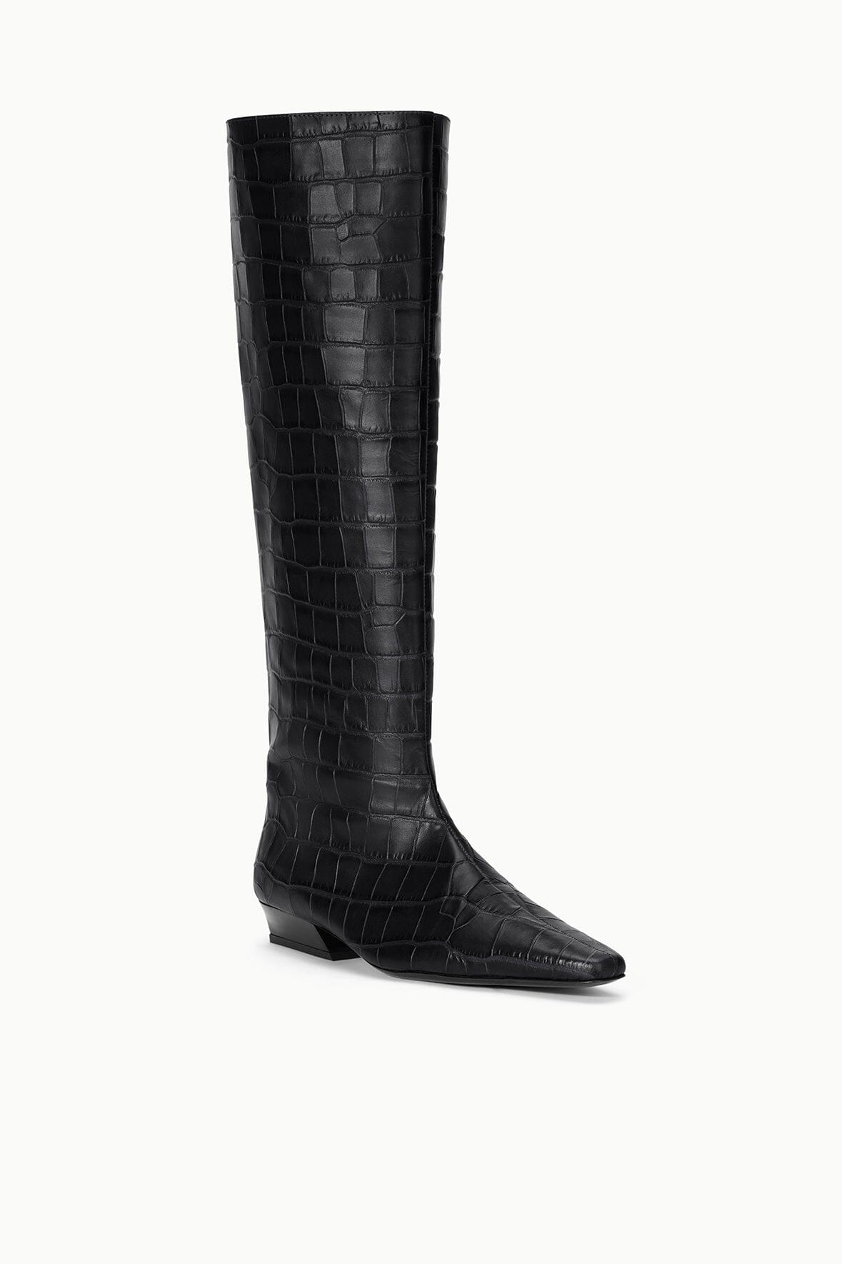 Wally Flat Boot | Black Croco — 2