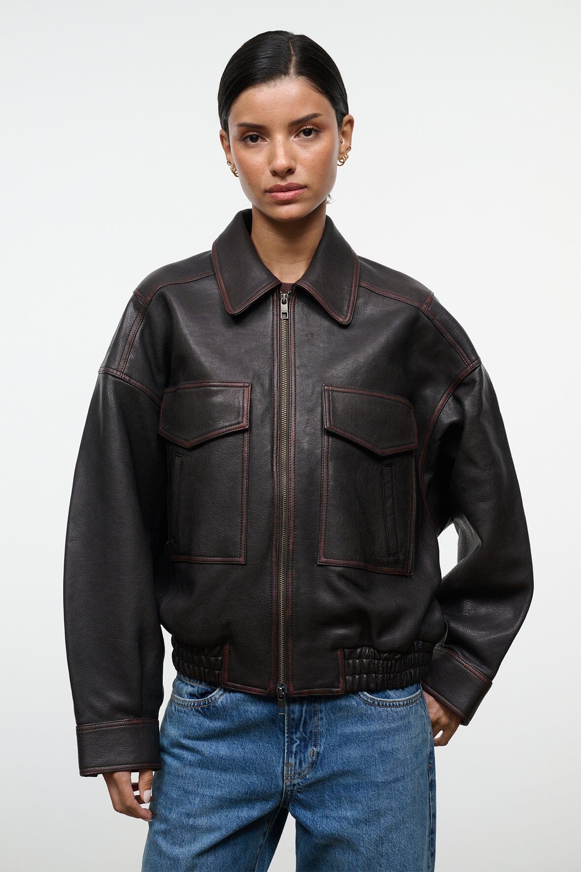Eugene Leather Jacket | Distressed Brown — 5