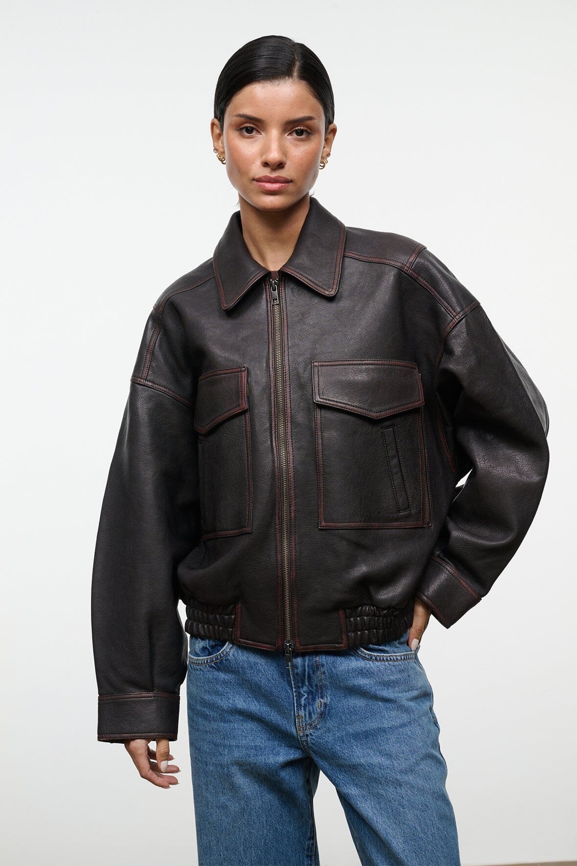 Eugene Leather Jacket | Distressed Brown — 4