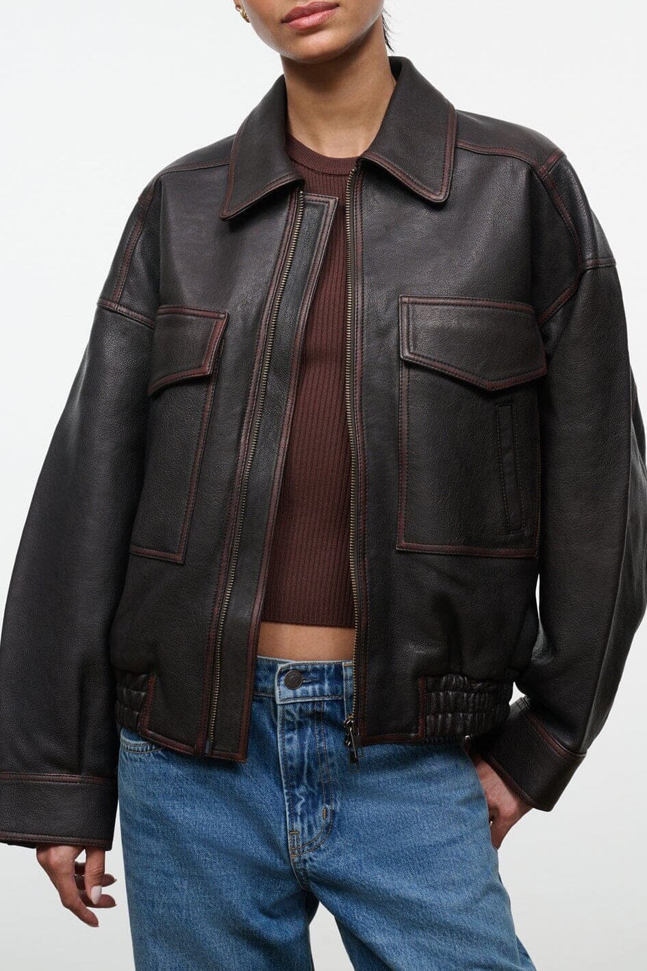 Eugene Leather Jacket | Distressed Brown — 1
