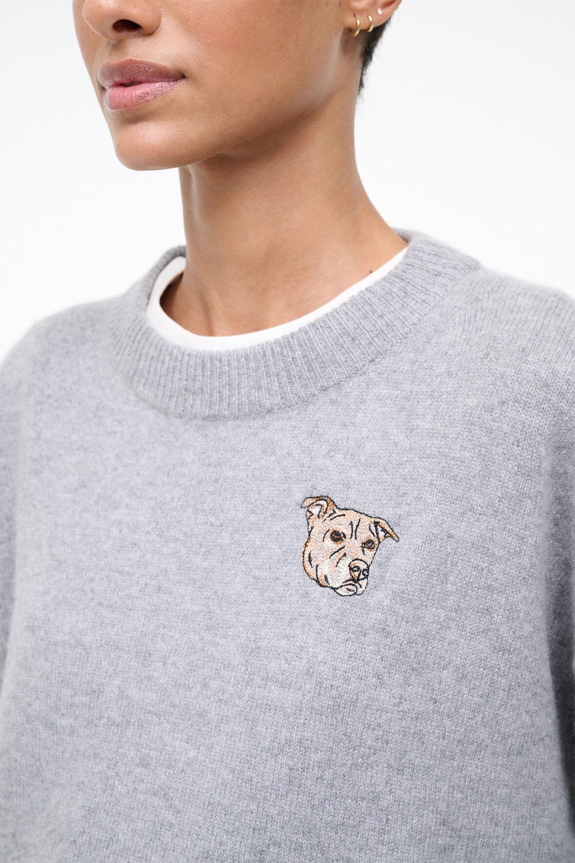 Custom STAUD x C.Bonz Serrano Cashmere Sweater | Heather Grey — 2