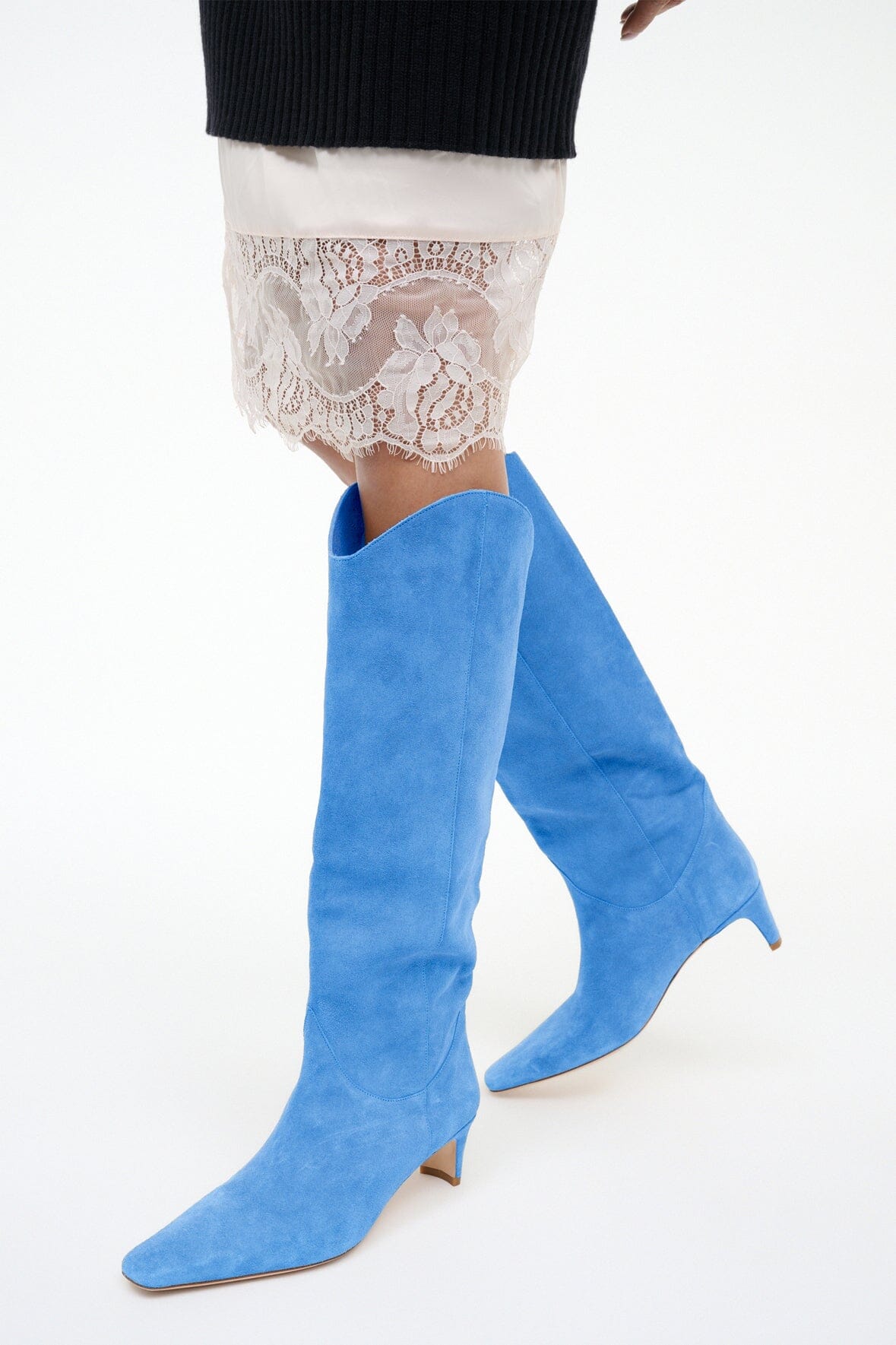 Western Wally Boot | STAUD Blue Suede — 5