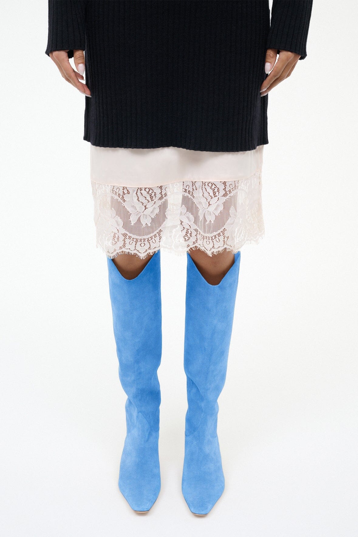 Western Wally Boot | STAUD Blue Suede — 4