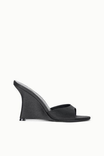 Brigitte High Wedge | Black Satin — 1